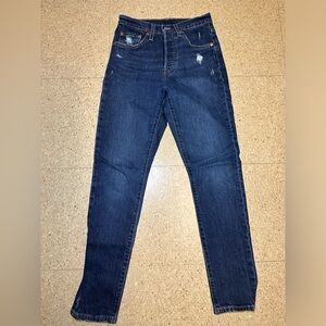 Levis Women‎ 501s Skinny Blue Denim Button Fly Jeans Medium Wash 24x30